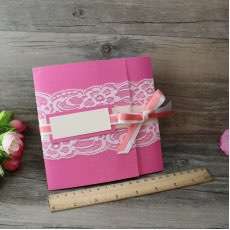 Lace Invitation Pink Greeting Card with Butterfly Bow Wedding Invitation Customized 